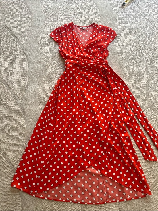 Boden Dresses & Skirts - Boden Red Polka Dot Wrap High-Low Dress